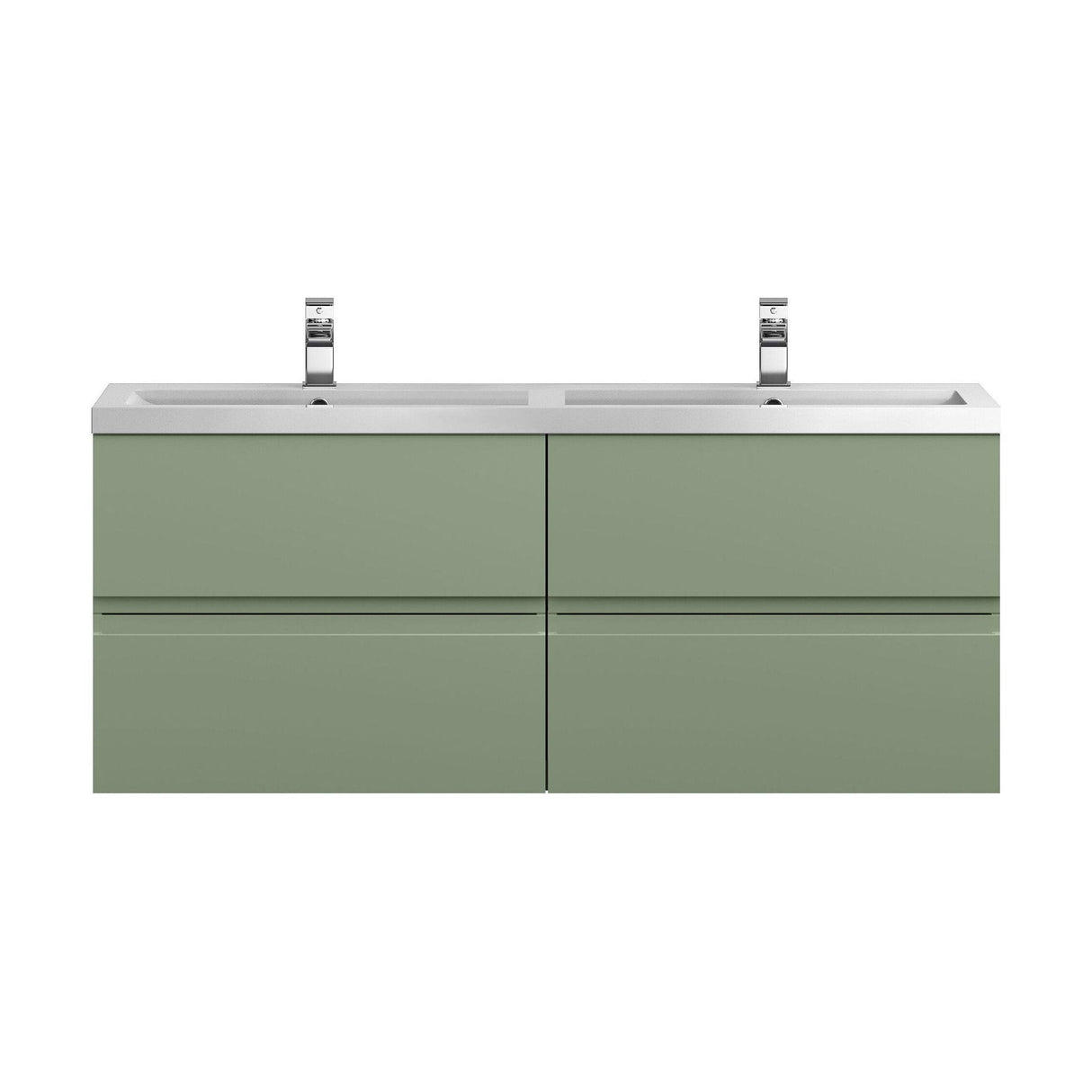 [BFRA804C] Mavesyn Contemporary 4 Drawer Wall Hung Vanity Unit with Basin, Satin Green, 1200mm - Cutout