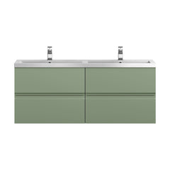 [BFRA804C] Mavesyn Contemporary 4 Drawer Wall Hung Vanity Unit with Basin, Satin Green, 1200mm - Cutout