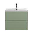 [BFRA804D] Mavesyn Contemporary 2 Drawer Wall Hung Vanity Unit with Thin Edge Basin, Satin Green, 600mm - Cutout