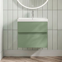 [BFRA804D] Mavesyn Contemporary 2 Drawer Wall Hung Vanity Unit with Thin Edge Basin - Choice of Size and Colour - Silo