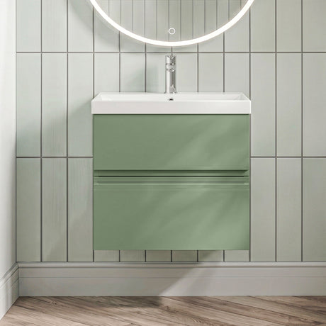 [BFRA804D] Mavesyn Contemporary 2 Drawer Wall Hung Vanity Unit with Thin Edge Basin - Choice of Size and Colour - Silo