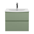 [BFRA804G] Mavesyn Contemporary 2 Drawer Wall Hung Vanity Unit with Curved Basin, Satin Green, 600mm - Cutout