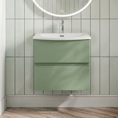[BFRA804G] Mavesyn Contemporary 2 Drawer Wall Hung Vanity Unit with Curved Basin - Choice of Size and Colour - Silo