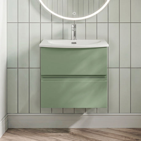 [BFRA804G] Mavesyn Contemporary 2 Drawer Wall Hung Vanity Unit with Curved Basin - Choice of Size and Colour - Silo