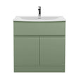 [BFRA805G] Mavesyn Contemporary 2 Door 1 Drawer Floor Standing Vanity Unit with Curved Basin, Satin Green, 800mm - Cutout