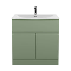 [BFRA805G] Mavesyn Contemporary 2 Door 1 Drawer Floor Standing Vanity Unit with Curved Basin - Choice of Size and Colour - Cutout