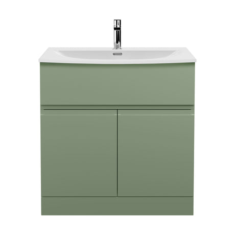[BFRA805G] Mavesyn Contemporary 2 Door 1 Drawer Floor Standing Vanity Unit with Curved Basin - Choice of Size and Colour - Cutout