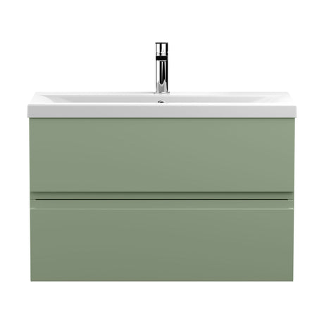 [BFRA806A] Mavesyn Contemporary 2 Drawer Wall Hung Vanity Unit with Mid-Edge Basin - Choice of Size and Colour - Cutout