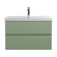 [BFRA806D] Mavesyn Contemporary 2 Drawer Wall Hung Vanity Unit with Thin Edge Basin, Satin Green, 800mm - Cutout