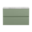 [BFRA806LBG] Mavesyn Contemporary 2 Drawer Wall Hung Vanity Unit with Laminate Worktop, Satin Green, 800mm - Cutout