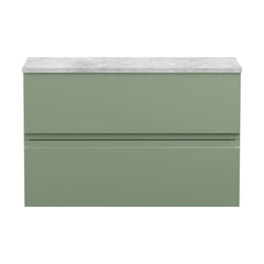[BFRA806LBG] Mavesyn Contemporary 2 Drawer Wall Hung Vanity Unit with Laminate Worktop - Choice of Size and Colour - Cutout