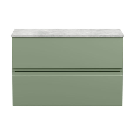 [BFRA806LBG] Mavesyn Contemporary 2 Drawer Wall Hung Vanity Unit with Laminate Worktop - Choice of Size and Colour - Cutout
