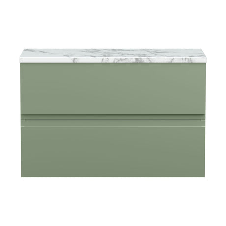 [BFRA806LCM] Mavesyn Contemporary 2 Drawer Wall Hung Vanity Unit with Laminate Worktop - Choice of Size and Colour - Cutout