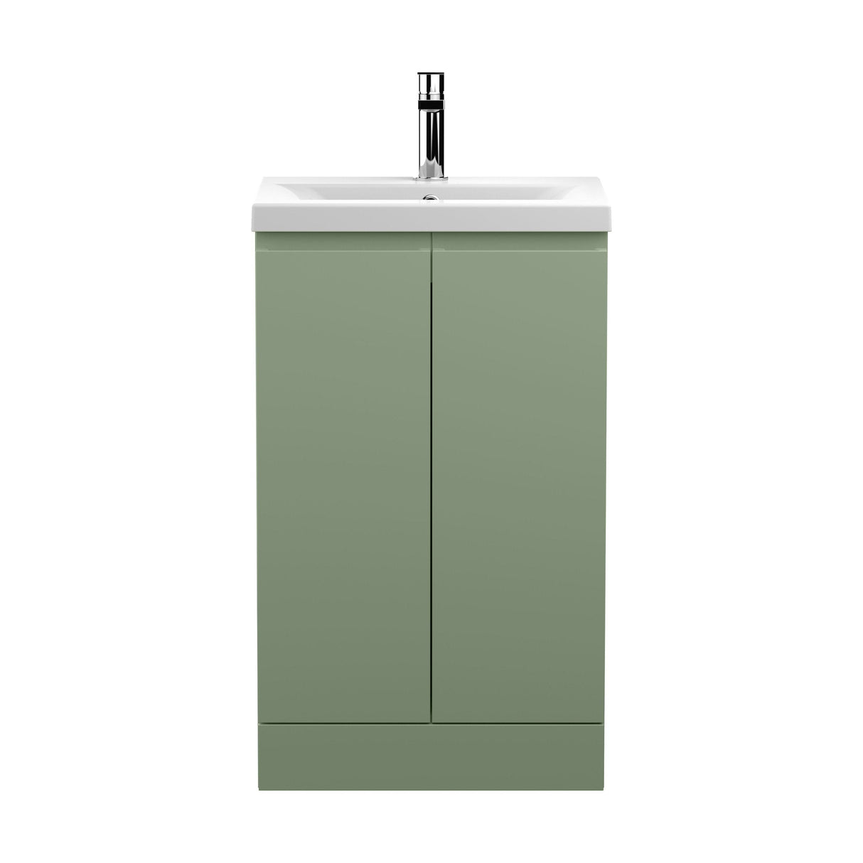 [BFRA807A] Mavesyn Contemporary 2 Door Floor Standing Vanity Unit with Mid-Edge Basin, Satin Green, 500mm - Cutout