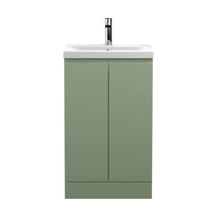 [BFRA807A] Mavesyn Contemporary 2 Door Floor Standing Vanity Unit with Mid-Edge Basin, Satin Green, 500mm - Cutout
