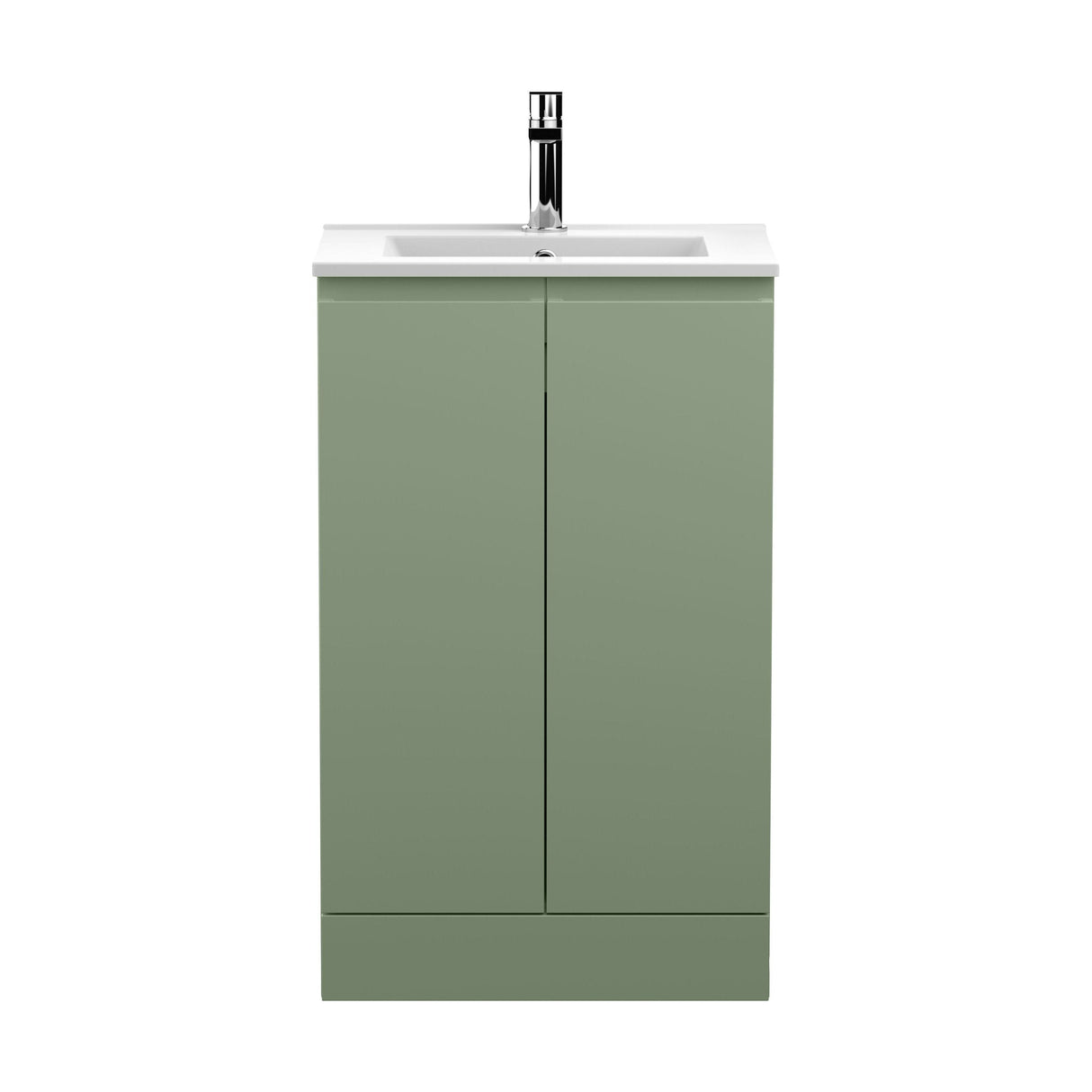 [BFRA807B] Mavesyn Contemporary 2 Door Floor Standing Vanity Unit with Minimalist Basin, Satin Green, 500mm - Cutout