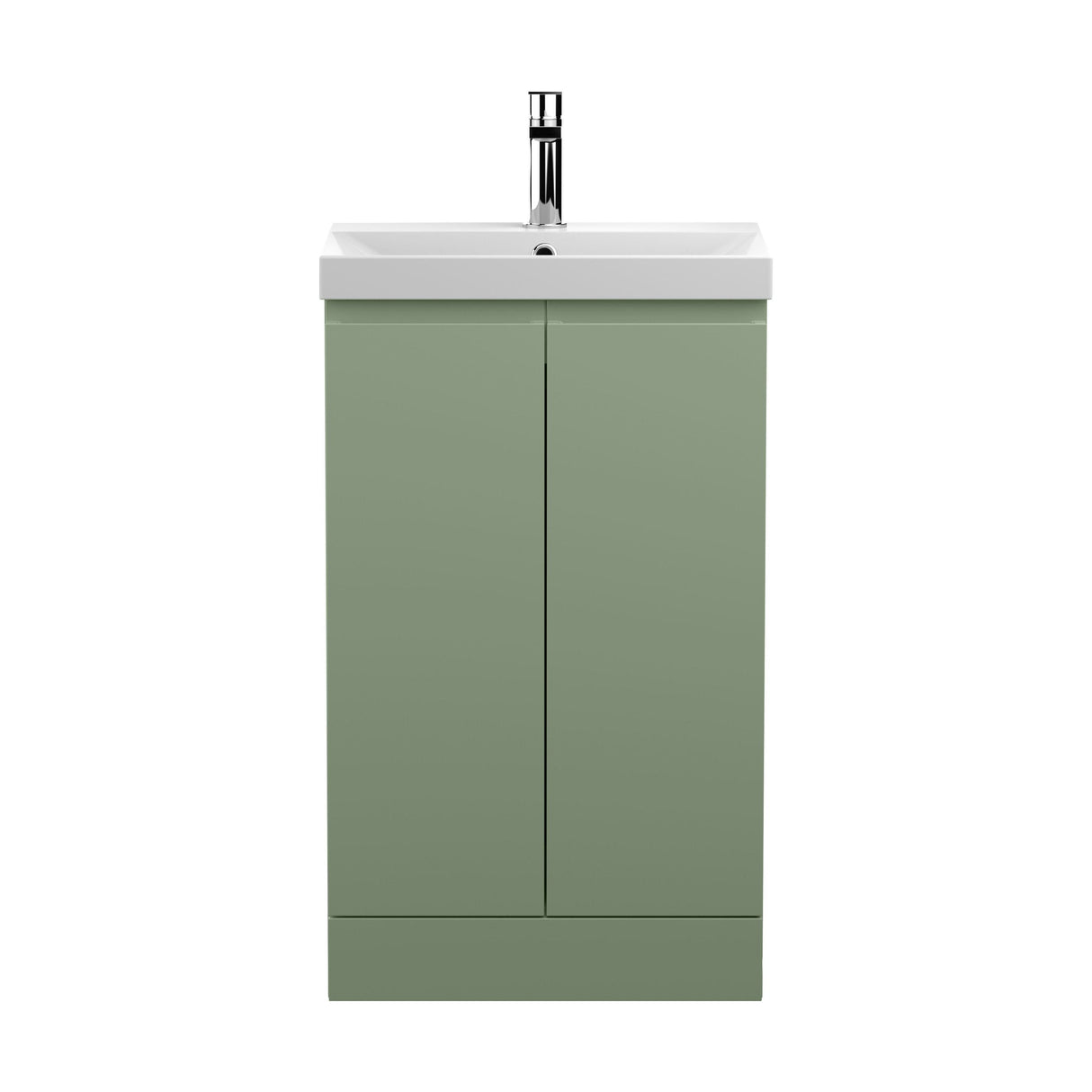 [BFRA807D] Mavesyn Contemporary 2 Door Floor Standing Vanity Unit with Thin Edge Basin, Satin Green, 500mm - Cutout