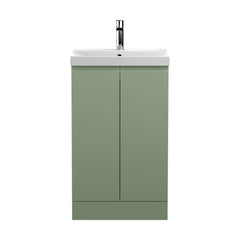 [BFRA807D] Mavesyn Contemporary 2 Door Floor Standing Vanity Unit with Thin Edge Basin, Satin Green, 500mm - Cutout