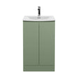 [BFRA807G] Mavesyn Contemporary 2 Door Floor Standing Vanity Unit with Curved Basin, Satin Green, 500mm - Cutout
