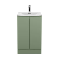 [BFRA807G] Mavesyn Contemporary 2 Door Floor Standing Vanity Unit with Curved Basin, Satin Green, 500mm - Cutout