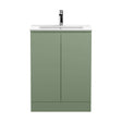[BFRA808B] Mavesyn Contemporary 2 Door Floor Standing Vanity Unit with Minimalist Basin, Satin Green, 600mm - Cutout