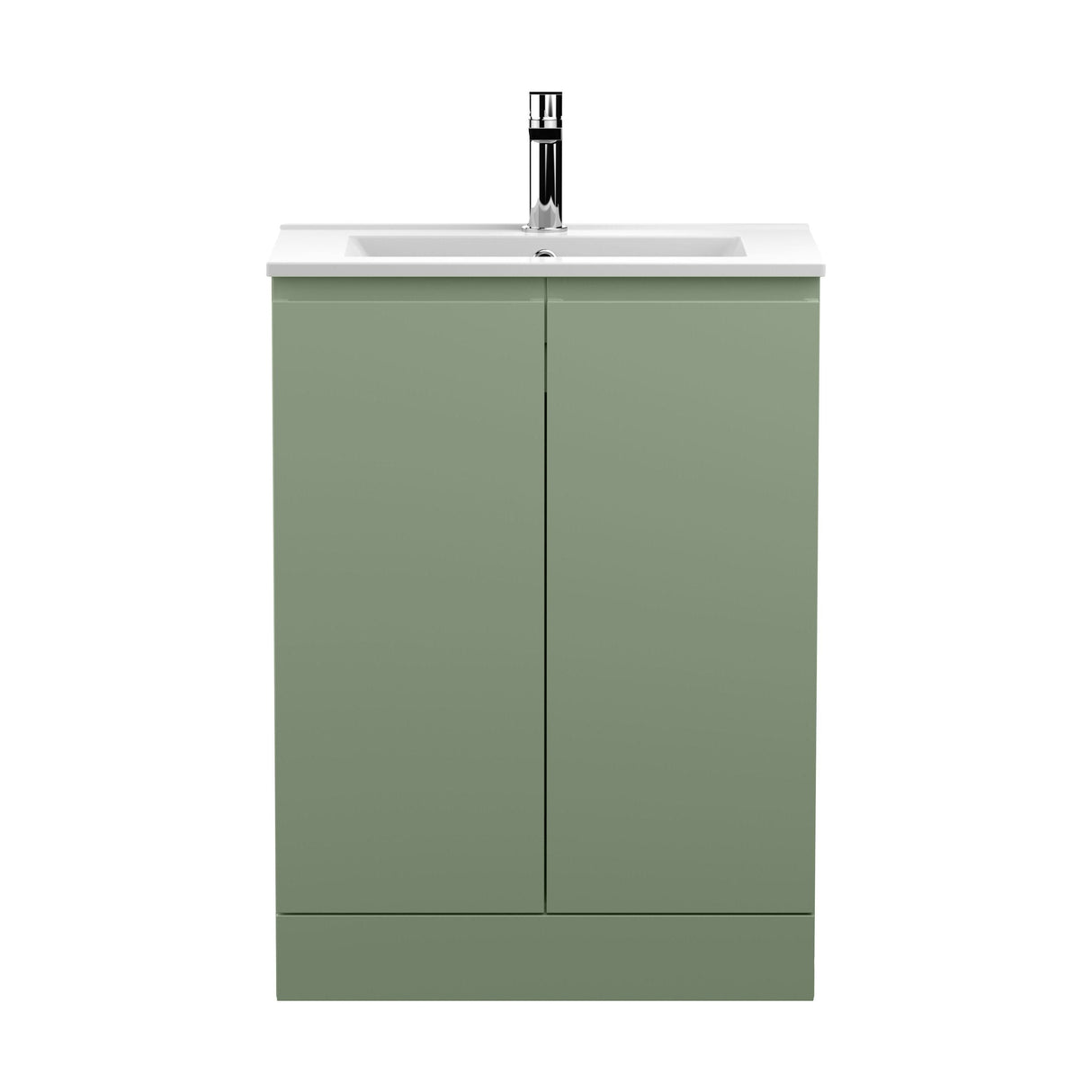 [BFRA808B] Mavesyn Contemporary 2 Door Floor Standing Vanity Unit with Minimalist Basin, Satin Green, 600mm - Cutout