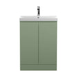 [BFRA808D] Mavesyn Contemporary 2 Door Floor Standing Vanity Unit with Thin Edge Basin, Satin Green, 600mm - Cutout