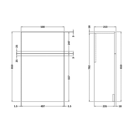 [BFRA841] 500 WC Unit - Technical Drawing