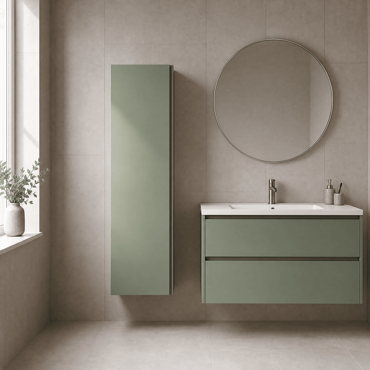 [BFRA862] Mavesyn Contemporary 1 Soft Close Door Wall Hung Tall Storage Unit, 400mm, Choice of Colour