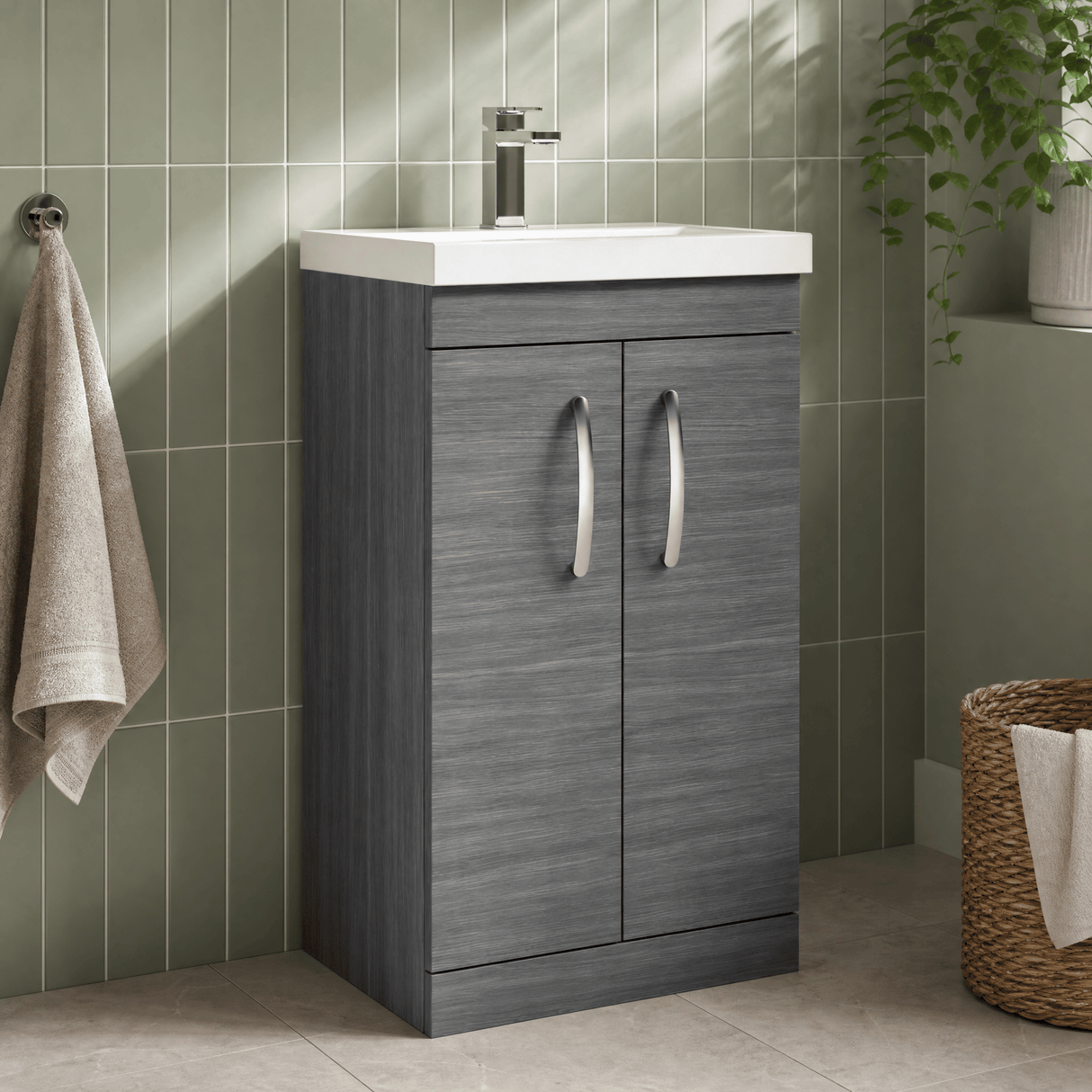 [BFRI004D] Millwich Contemporary 2 Door Floor Standing Vanity Unit with Thin Edge Basin - Choice of Size and Colour