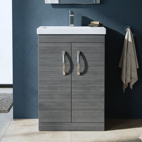 [BFRI004D] Millwich Contemporary 2 Door Floor Standing Vanity Unit with Thin Edge Basin - Choice of Size and Colour - Silo