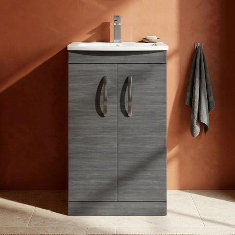 [BFRI004G] Millwich Contemporary 2 Door Floor Standing Vanity Unit with Curved Basin - Choice of Size and Colour - Silo