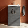 [BFRI004G] Millwich Contemporary 2 Door Floor Standing Vanity Unit with Curved Basin - Choice of Size and Colour - Silo