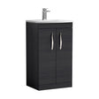 [BFRI005G] Millwich Contemporary 2 Door Floor Standing Vanity Unit with Curved Basin, Charcoal Black, 500mm - Cutout