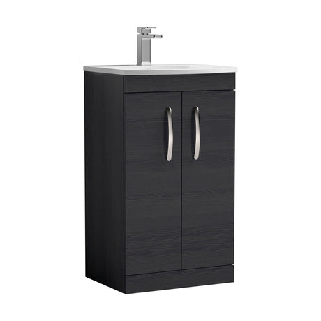 [BFRI005G] Millwich Contemporary 2 Door Floor Standing Vanity Unit with Curved Basin, Charcoal Black, 500mm - Cutout