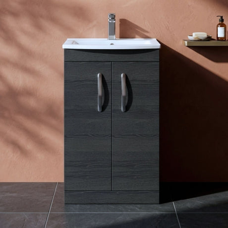 [BFRI005G] Millwich Contemporary 2 Door Floor Standing Vanity Unit with Curved Basin - Choice of Size and Colour - Silo