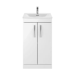 [BFRI006G] Millwich Contemporary 2 Door Floor Standing Vanity Unit with Curved Basin, Gloss White, 500mm - Cutout