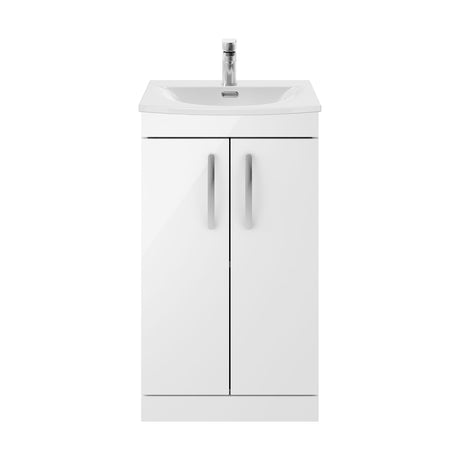 [BFRI006G] Millwich Contemporary 2 Door Floor Standing Vanity Unit with Curved Basin, Gloss White, 500mm - Cutout