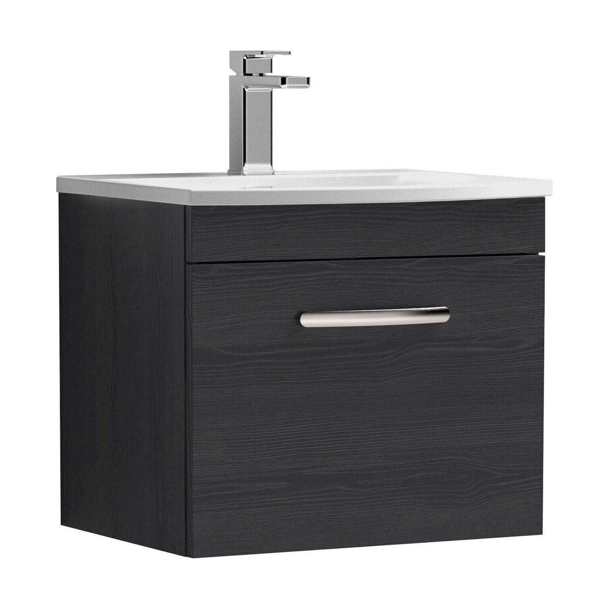 [BFRI012G] Millwich Contemporary 1 Drawer Wall Hung Vanity Unit with Curved Basin - Choice of Size and Colour - Cutout