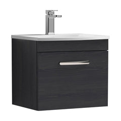[BFRI012G] Millwich Contemporary 1 Drawer Wall Hung Vanity Unit with Curved Basin - Choice of Size and Colour - Cutout