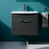 [BFRI012G] Millwich Contemporary 1 Drawer Wall Hung Vanity Unit with Curved Basin - Choice of Size and Colour - Silo