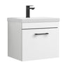 [BFRI013A69] Millwich 1 Drawer Wall Hung Vanity Basin Unit with Black Handle, Choice of Size and Colour - Cutout