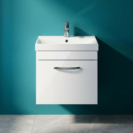 [BFRI013D] Millwich Contemporary 1 Drawer Wall Hung Vanity Unit with Thin Edge Basin - Choice of Size and Colour - Silo