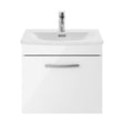 [BFRI013G] Millwich Contemporary 1 Drawer Wall Hung Vanity Unit with Curved Basin, Gloss White, 500mm - Cutout