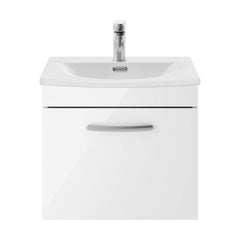 [BFRI013G] Millwich Contemporary 1 Drawer Wall Hung Vanity Unit with Curved Basin - Choice of Size and Colour - Cutout