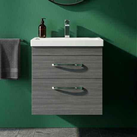 [BFRI018D] Millwich Contemporary 2 Drawer Wall Hung Vanity Unit with Thin Edge Basin - Choice of Size and Colour - Silo