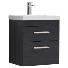 [BFRI019D] Millwich Contemporary 2 Drawer Wall Hung Vanity Unit with Thin Edge Basin - Choice of Size and Colour - Cutout
