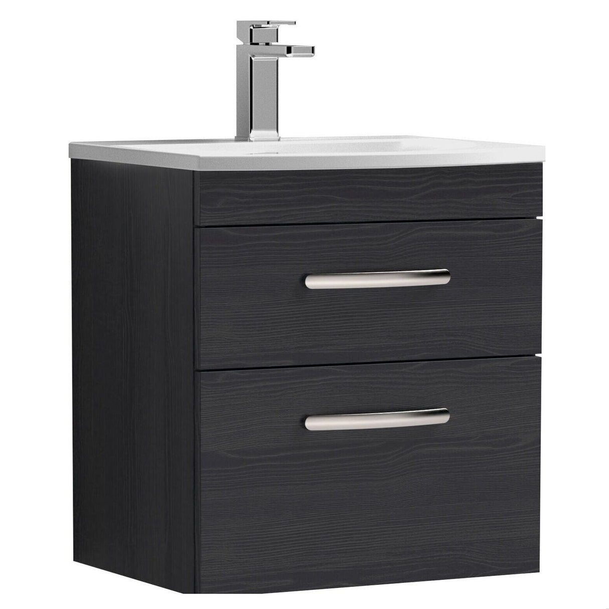 [BFRI019G] Millwich Contemporary 2 Drawer Wall Hung Vanity Unit with Curved Basin - Choice of Size and Colour - Cutout