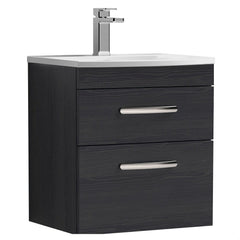 [BFRI019G] Millwich Contemporary 2 Drawer Wall Hung Vanity Unit with Curved Basin - Choice of Size and Colour - Cutout