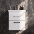 [BFRI020A69] Rio 2 Drawer Wall Hung Vanity Basin Unit - 500mm - Gloss White with Square Black D-shaped handles (Tap Not Included) - Balterley - Silo